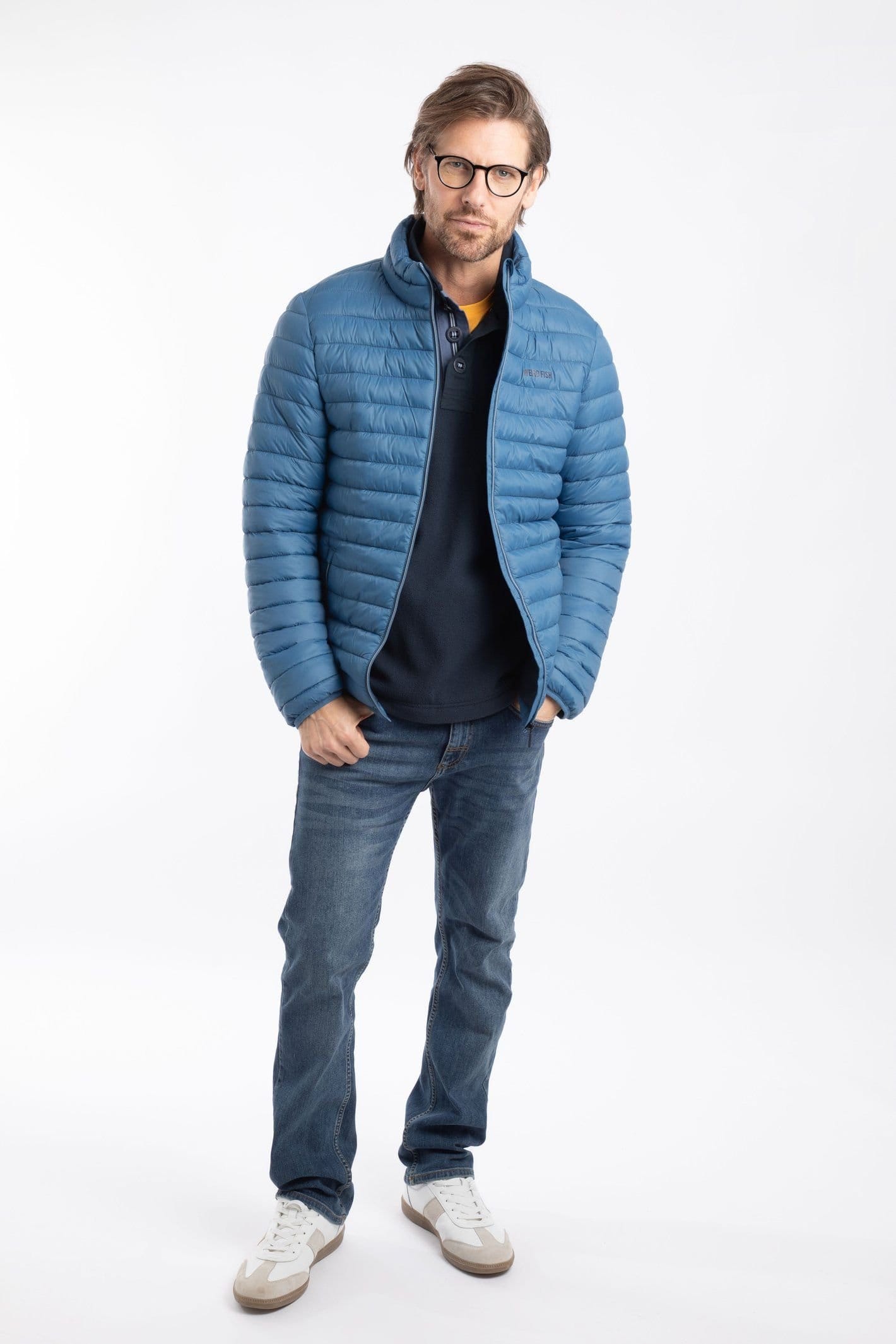 Weird Fish Weird Fish Men's Crantock Lightweight Showerproof Padded Jacket in Mid Blue - 4