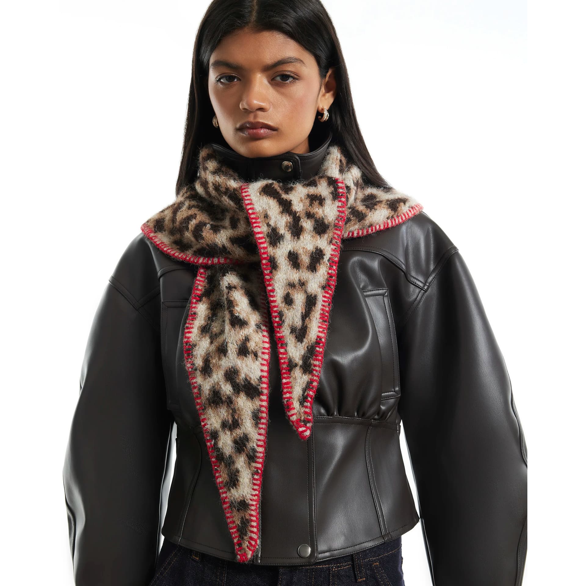 River Island River Island Womens Brown Leopard Print Triangle Scarf