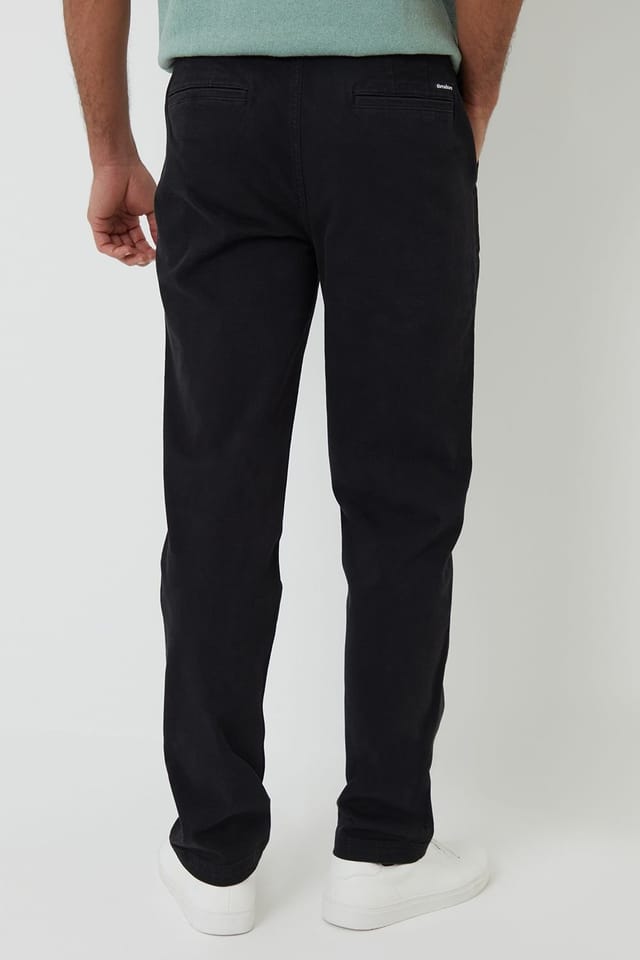 Threadbare Threadbare Men's Cotton Elasticated Waist Chino Trousers in Black - 2