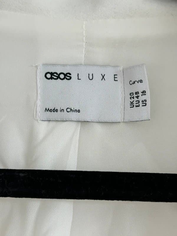 ASOS Asos Luxe White 3D Floral Shoulder Sleeve Blazer Suit Jacket Size 20