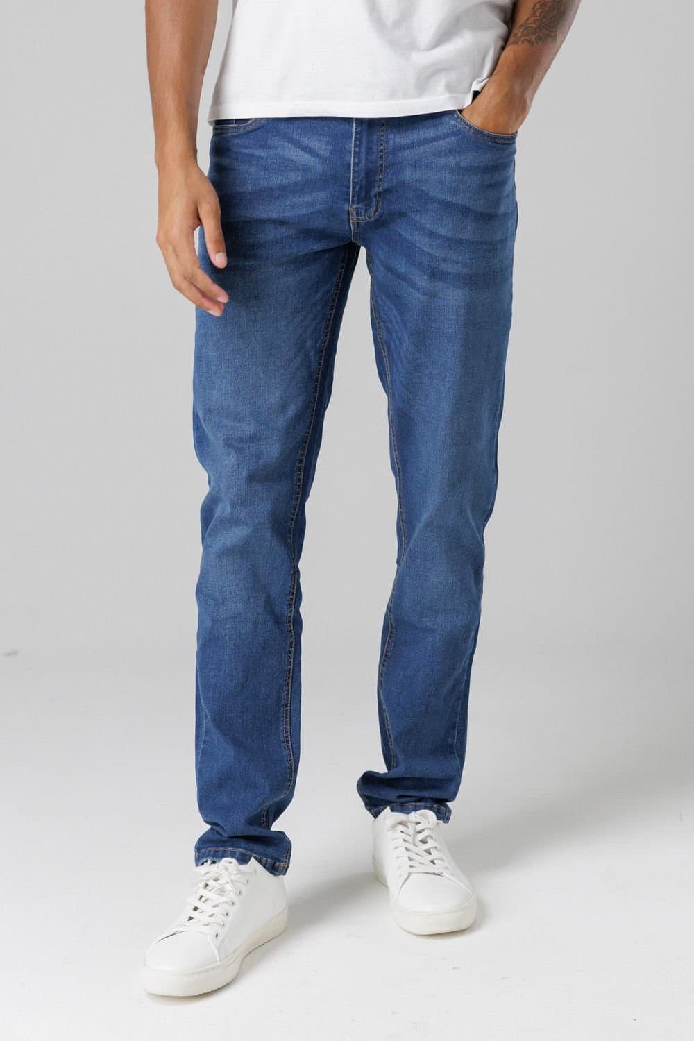 Tokyo Laundry Tokyo Laundry Men's Slim Fit Cotton Blend Jeans in Mid Blue