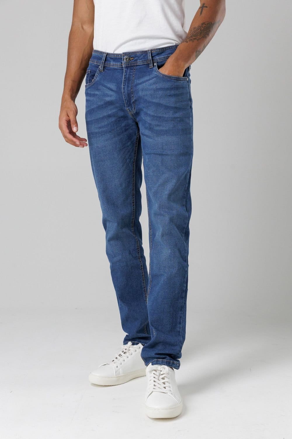 Tokyo Laundry Tokyo Laundry Men's Slim Fit Cotton Blend Jeans in Mid Blue - 4