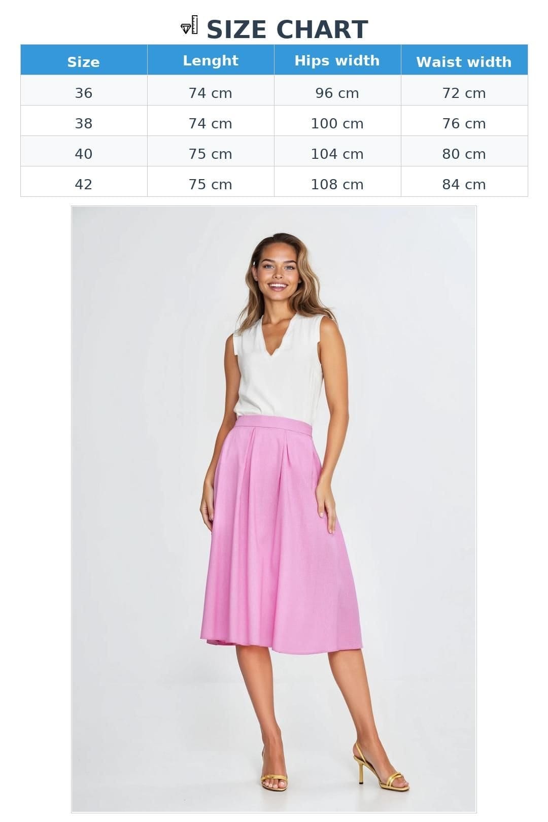 Love Lace Love Lace Women's Linen Texture Rayon Midi Skirt with Pleats in Pink - 4