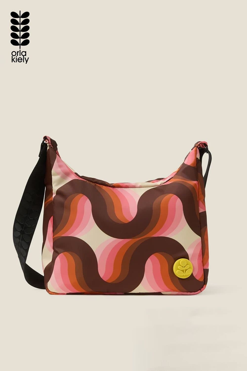 Orla Kiely Orla Kiely Women's Area Hobo Crossbody - Rolling Waves Rose in Pink