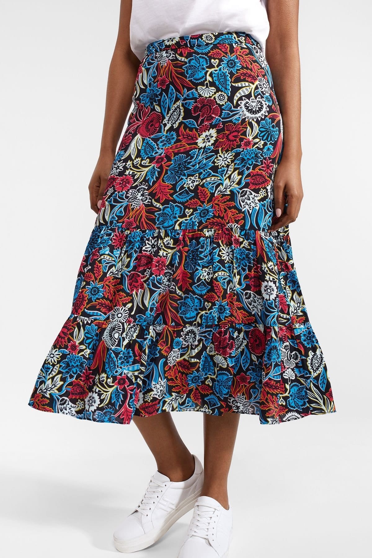 Hobbs London Floral Print High Waist Midi Skirt