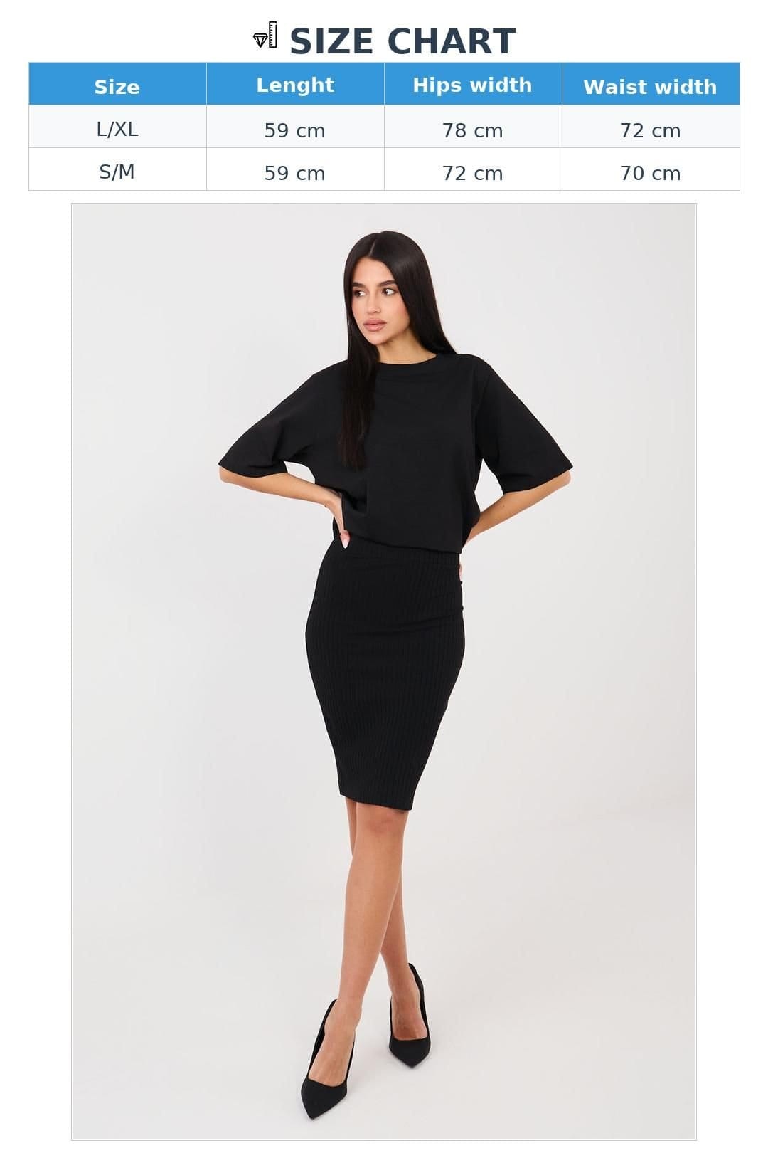 Love Lace Love Lace Women's Ribbed Midi Skirt with Elastic Waistband Style 223368 in Black - 4