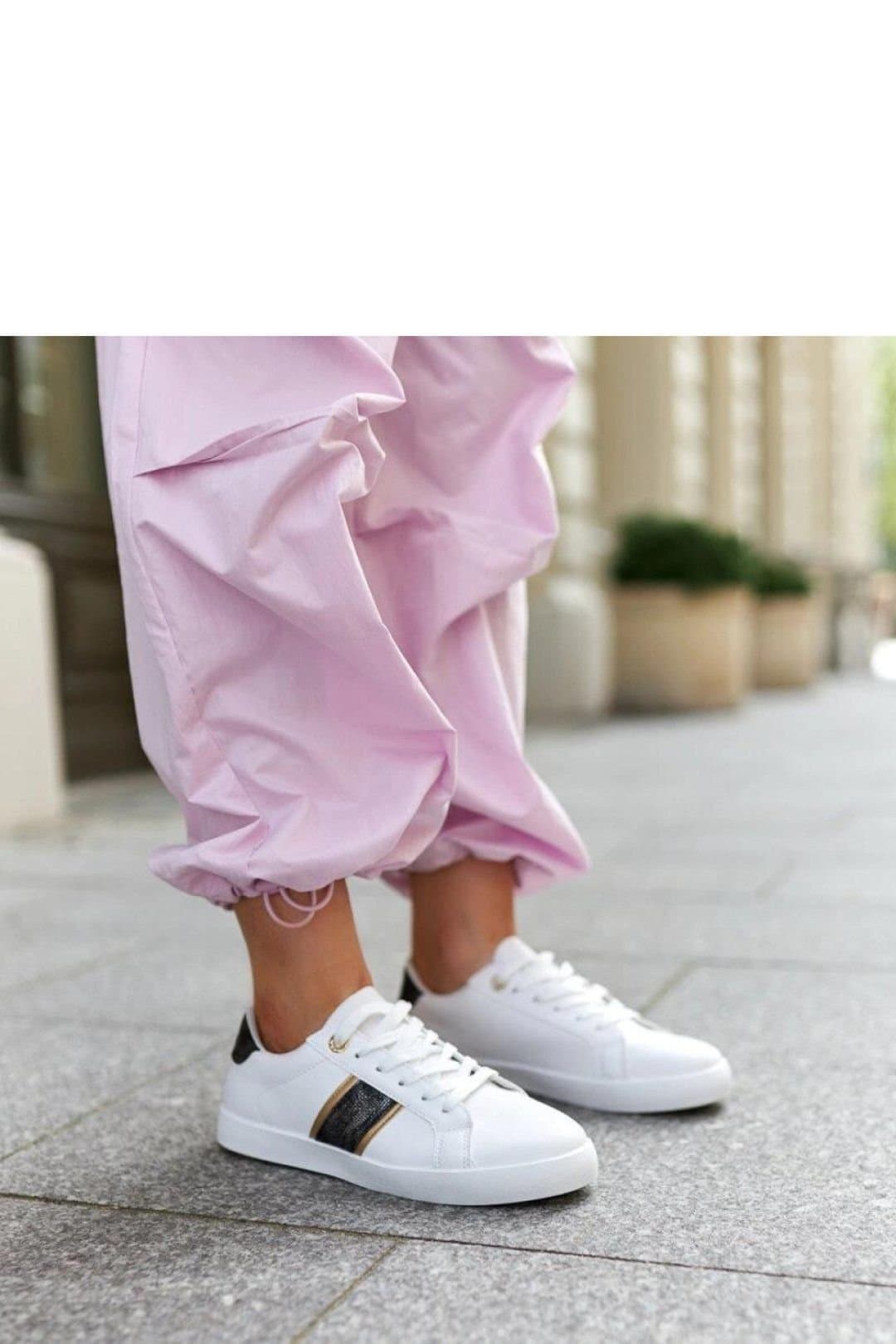 Love Lace Love Lace Women's White Sport Sneakers with Decorative Strap Zircon Details