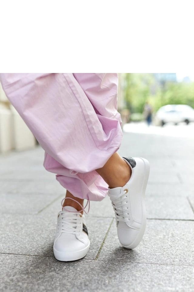 Love Lace Love Lace Women's White Sport Sneakers with Decorative Strap Zircon Details - 3