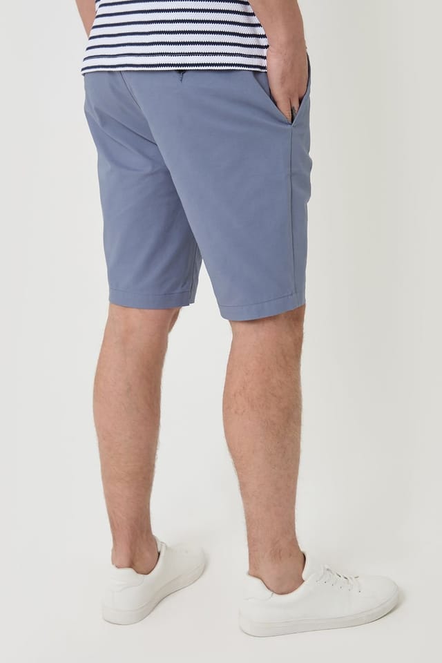 Threadbare Threadbare Men's 'Conta' Cotton Turn-Up Chino Shorts with Woven Belt in Blue - 2