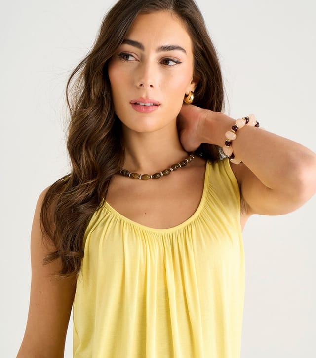 Gini London Women's Yellow Round Neck Sleeveless Vest Top Gini London New Look - 2