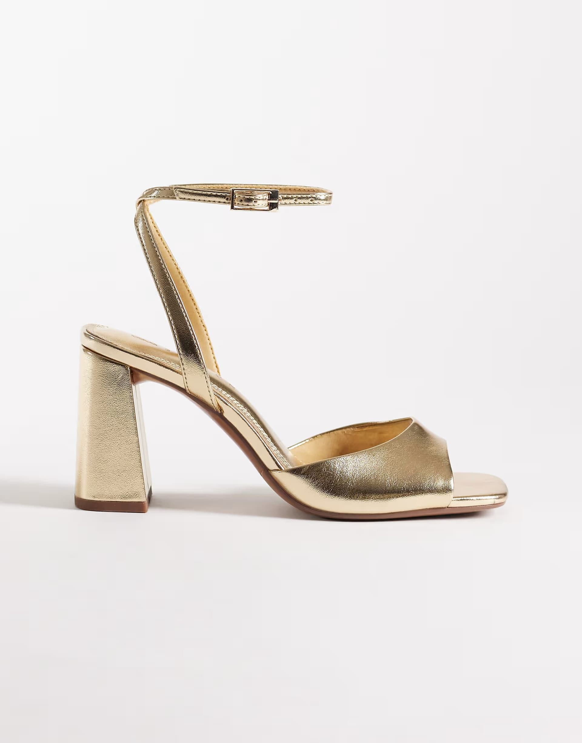 ASOS ASOS DESIGN Honour barely there block mid heel sandals in gold