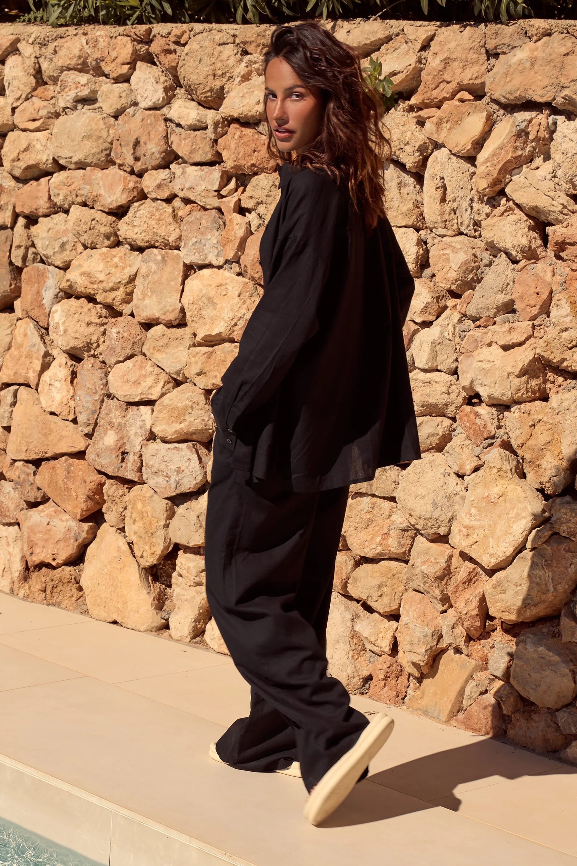 Kaiia Kaiia Linen Oversized Shirt Black - 4