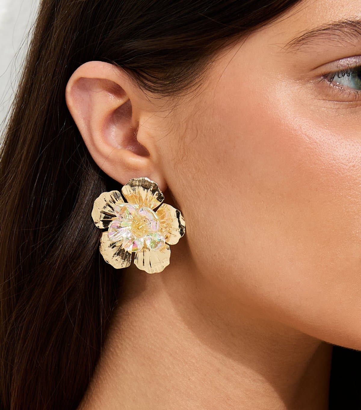 New Look New Look Gold Tone Beaded Flower Stud Earrings