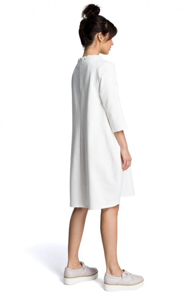 Love Lace Love Lace Women's Loose Fit Dress with Pockets & Neck Tie in White - 2