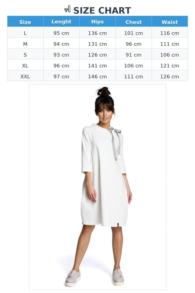 Love Lace Love Lace Women's Loose Fit Dress with Pockets & Neck Tie in White - 3