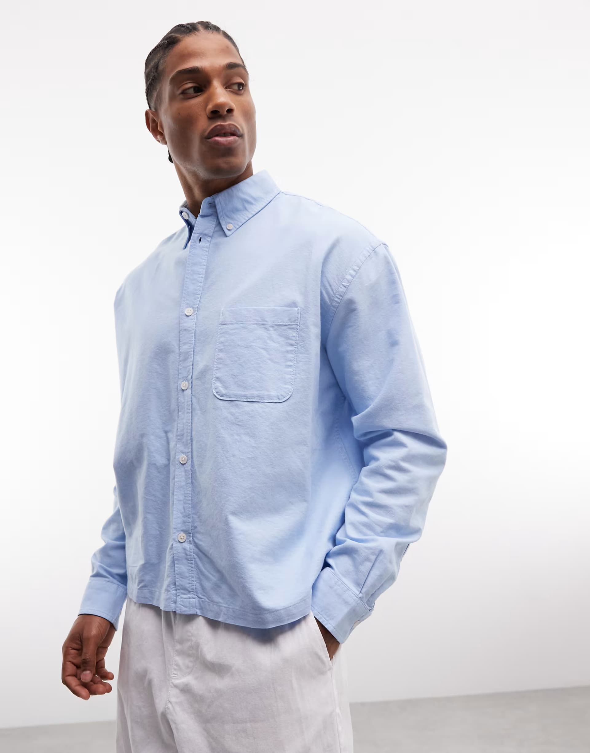 ASOS Weekday Oxford boxy long sleeve shirt in light blue