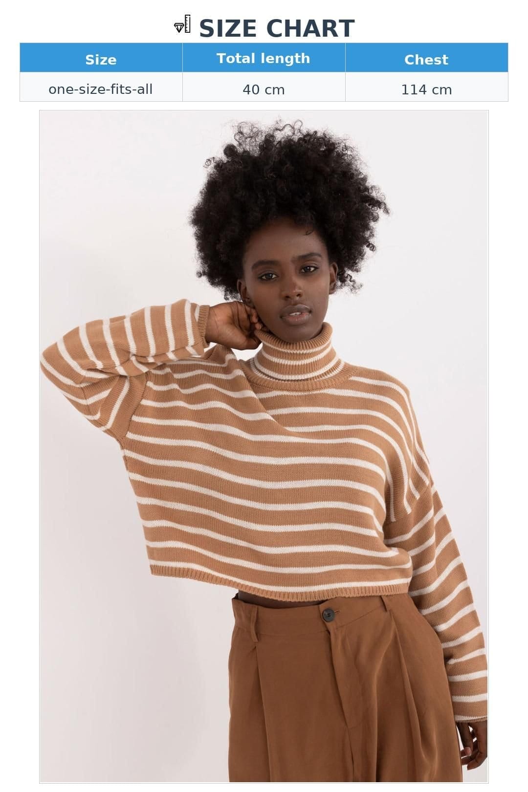 Love Lace Love Lace Women's Turtleneck Striped Acrylic Wool Sweater in Brown - 4
