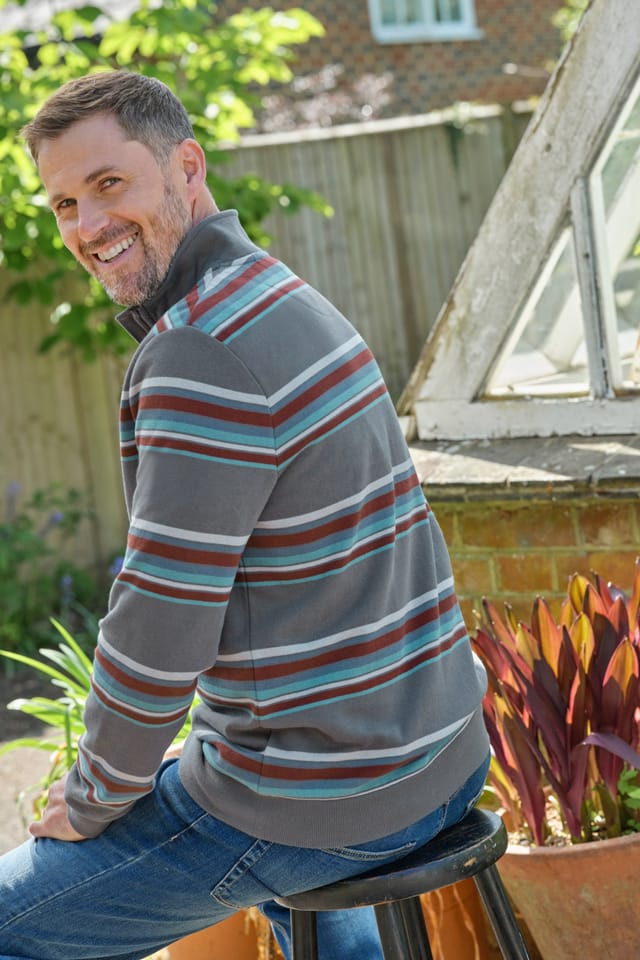 WoolOvers WoolOvers Men's Cotton Half Zip Jumper in Grey - 3