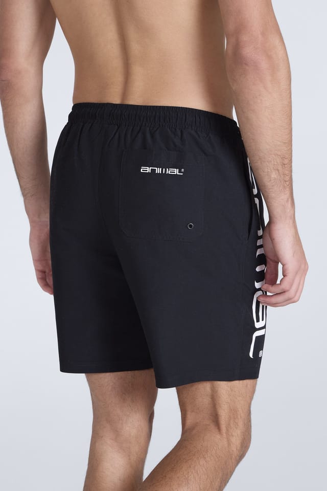 Animal Animal Men's 'Deep Dive' Lightweight Elastic Waist Quick Dry Beach Boardshorts in Black - 3