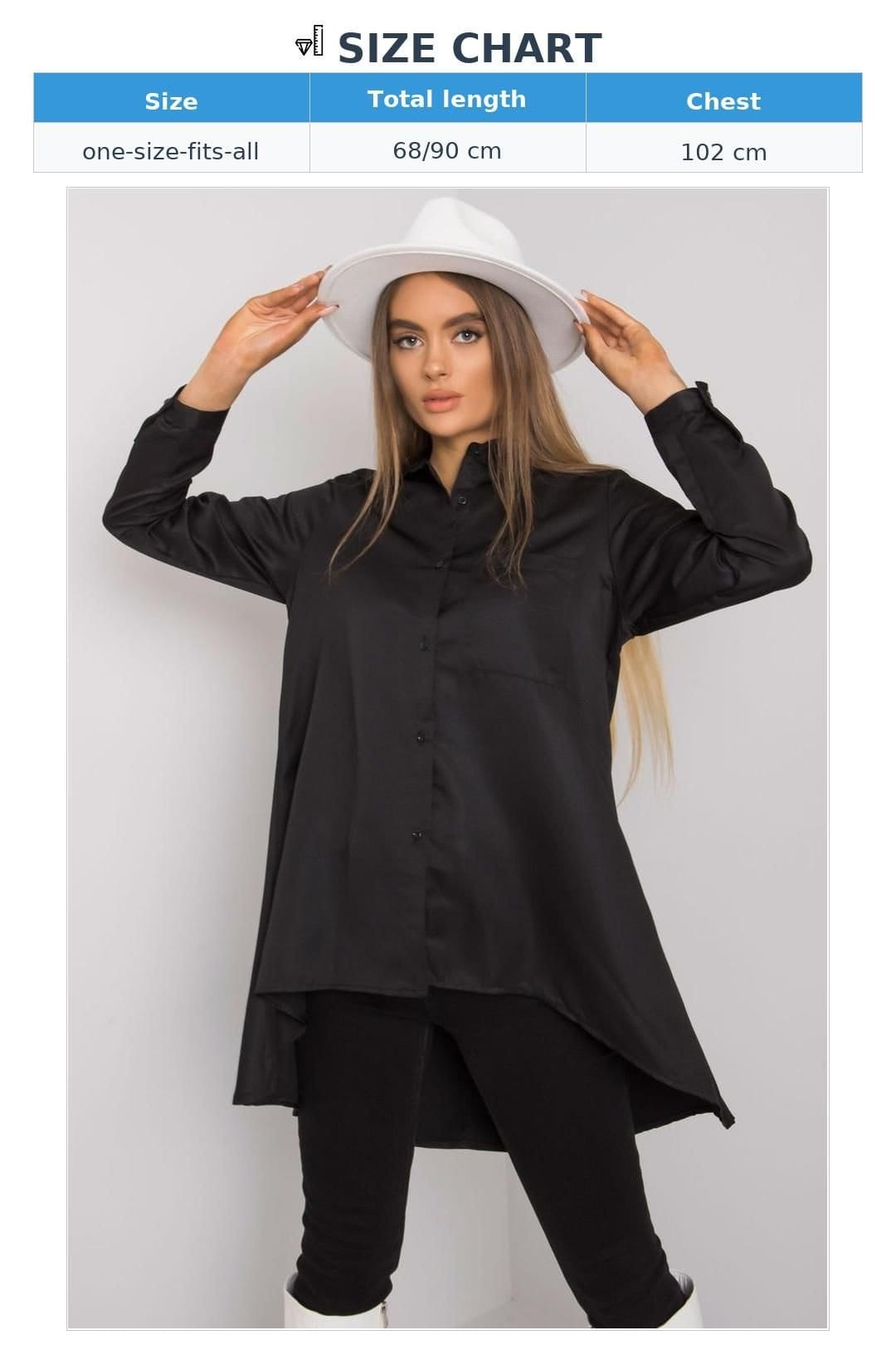 Love Lace Love Lace Women's Long Sleeve Button Front Long Back Shirt in Black - 4