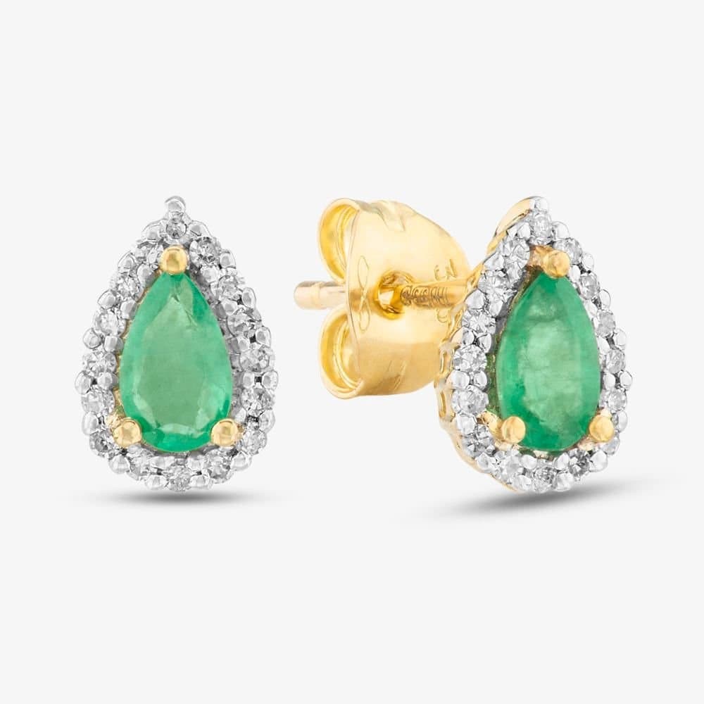 T.H.Baker T.H.Baker Women's 9ct Gold Emerald Stud Earrings