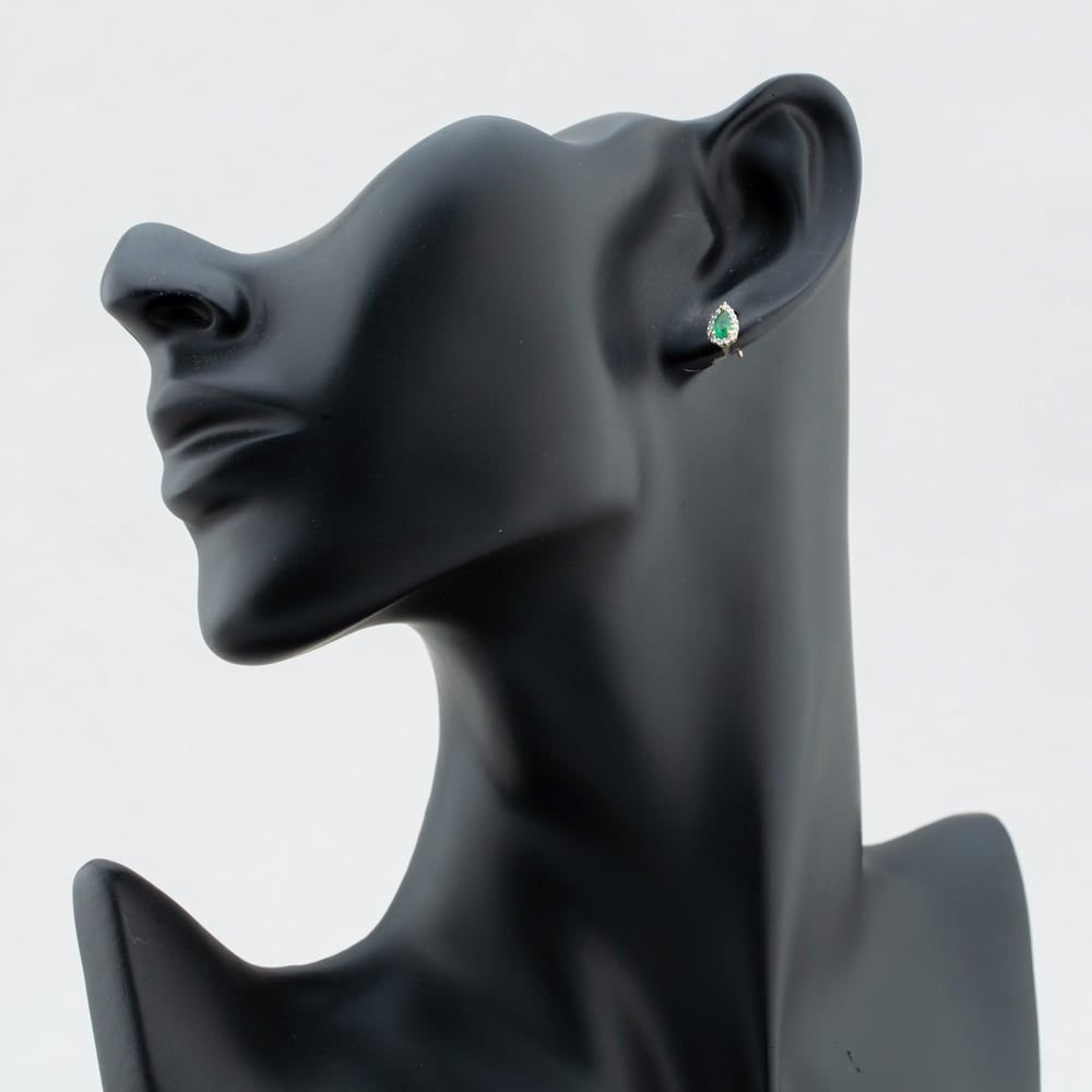 T.H.Baker T.H.Baker Women's 9ct Gold Diamond Emerald Pear Shape Stud Earrings VE0S604 9KY/EM in Green - 3