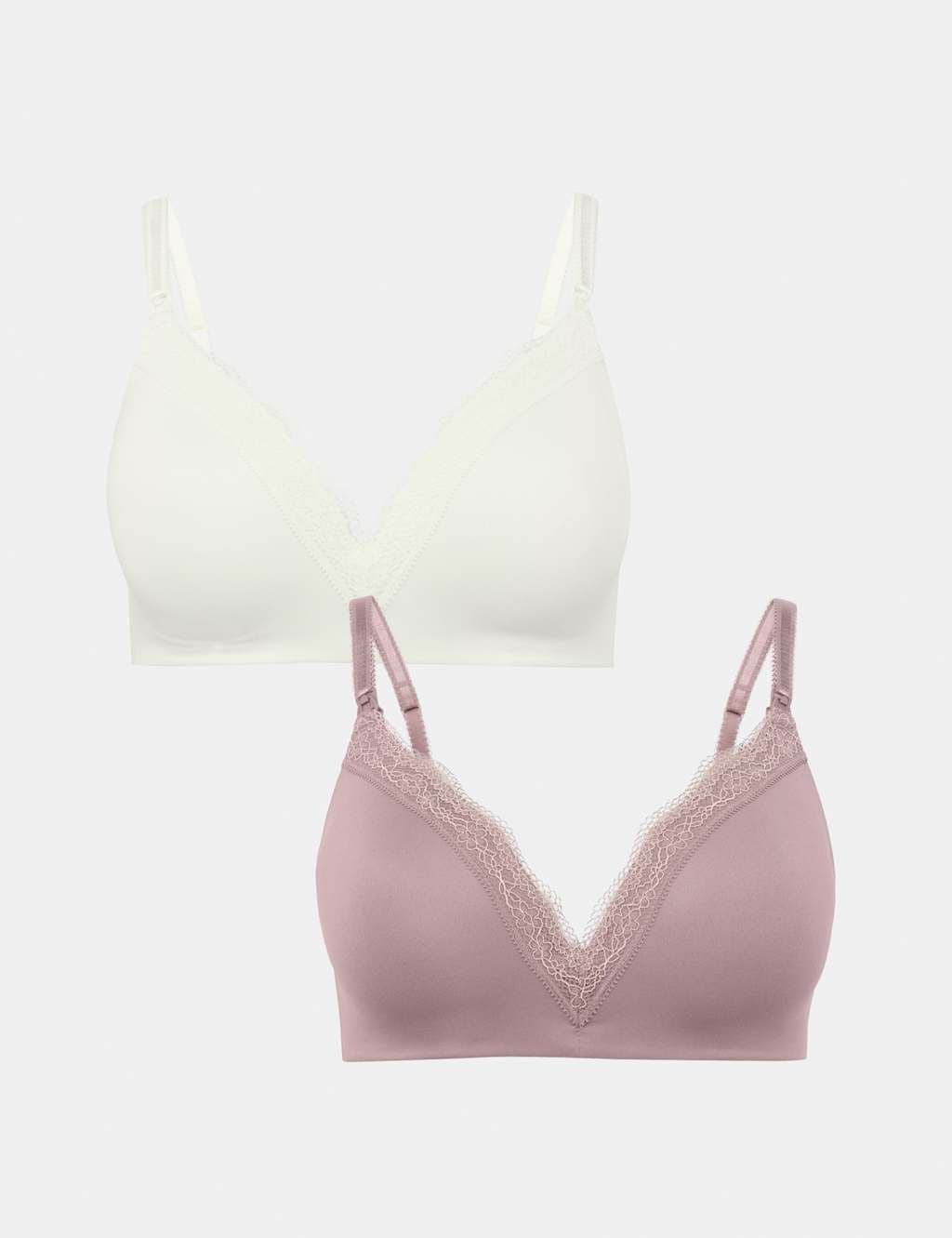 Marks & Spencer M&S 2 Pack Jasmine Lace Trim Maternity Nursing Bra B-G Brown Mix