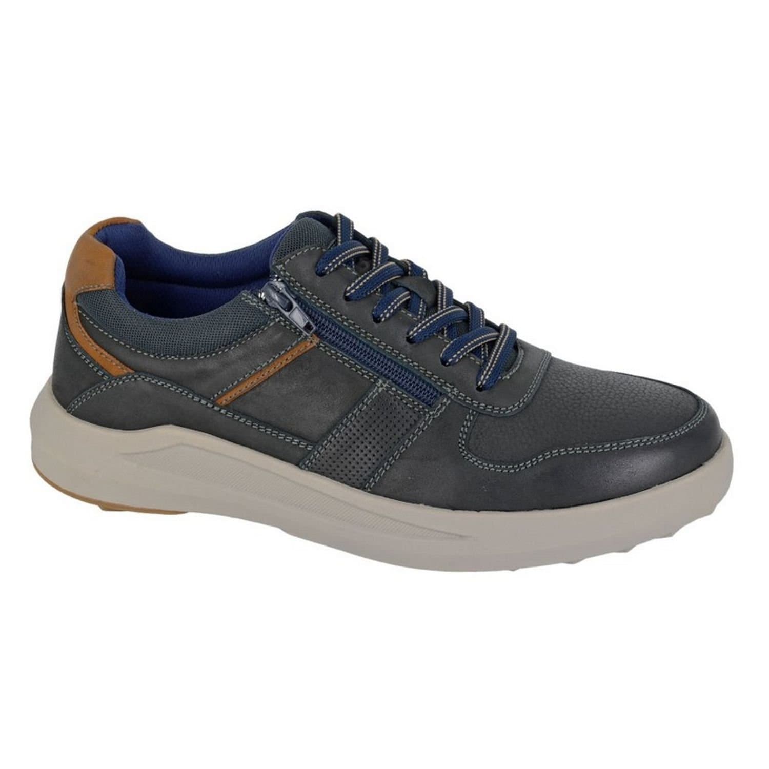 Route 21 Route 21 Navy Leather Zip Trainers for Men