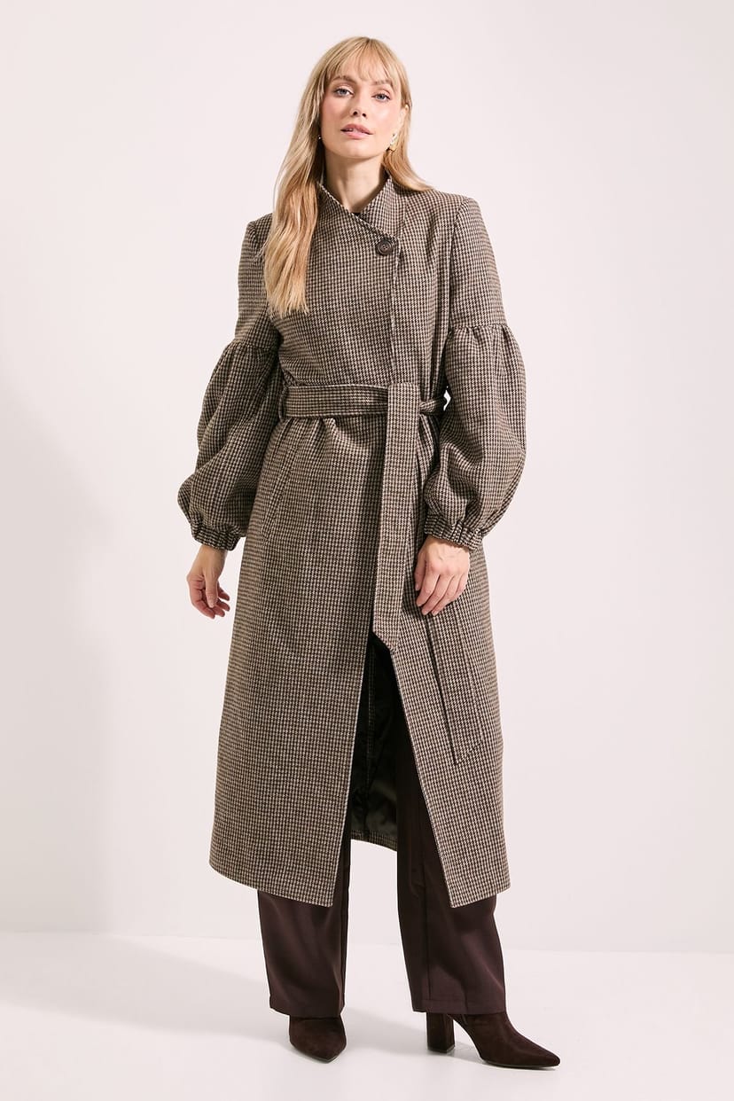Wallis Wallis Women's Principles by Check Balloon Sleeve Coat - 1