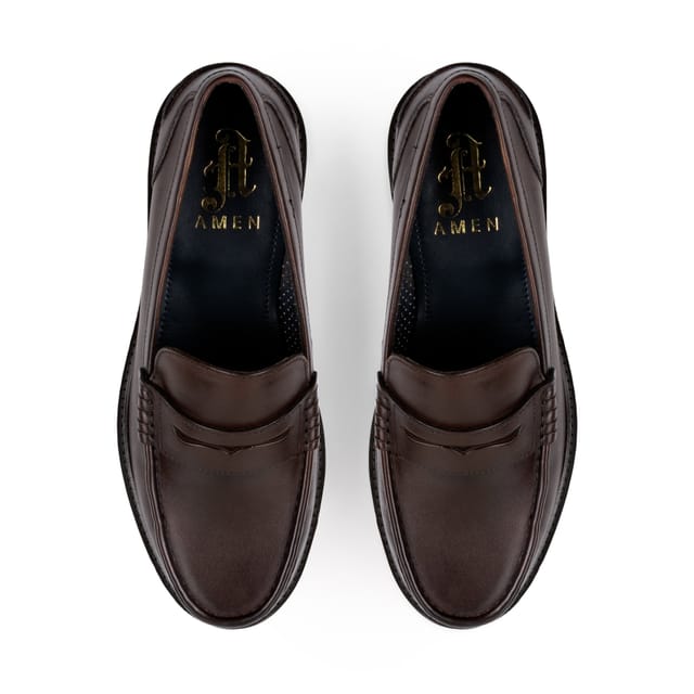Amen Shoes Amen Shoes Men's Antrim Leather Formal Loafers in Brown - 2