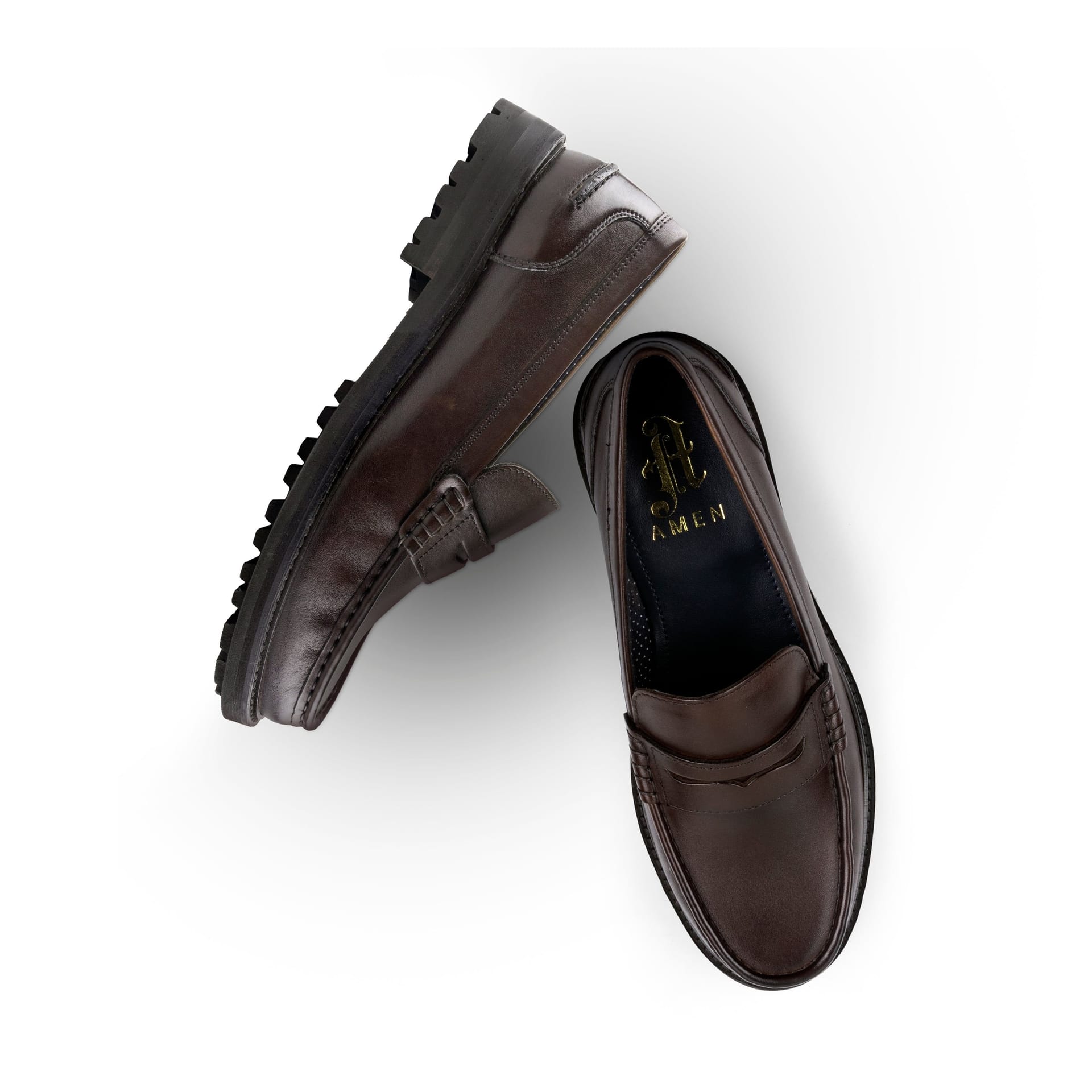 Amen Shoes Amen Shoes Men's Antrim Leather Formal Loafers in Brown - 4