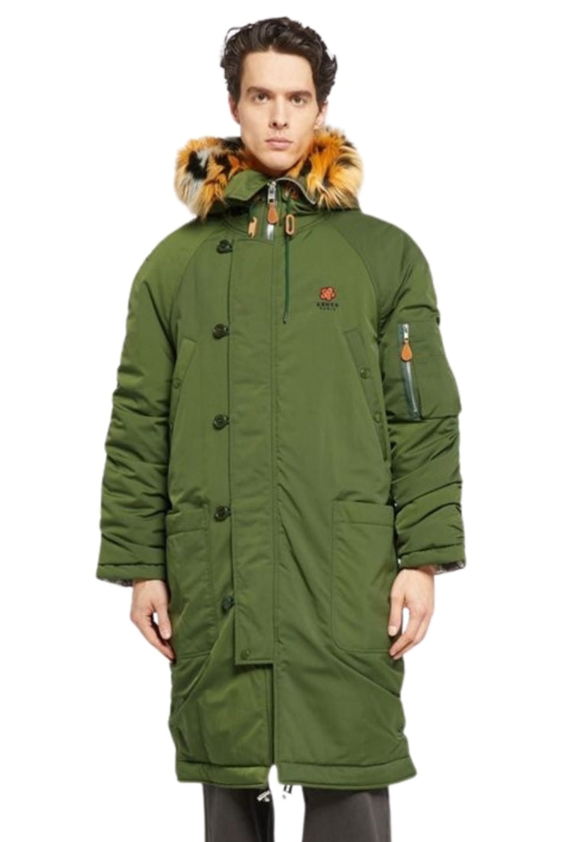 Kenzo Kenzo Men's Button Closure Regular Fit Jacket in Olive - 4