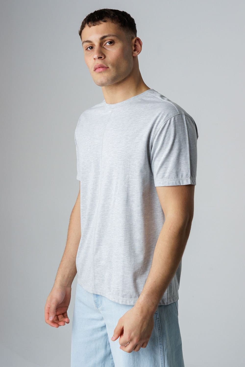 Influence Influence Men's Grey Cotton Crew Neck T-Shirt