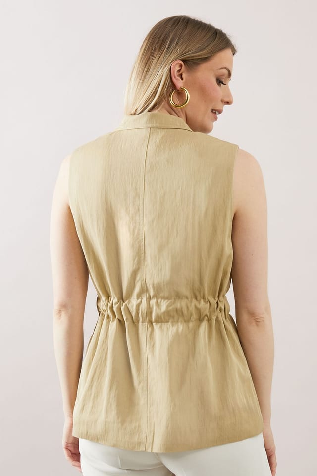 Wallis Wallis Women's Sleeveless Belted Waistcoat in Stone - 3