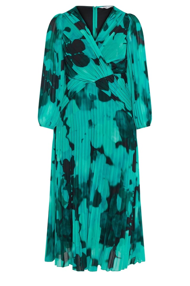 Yours Yours Women's Long Sleeve Pleat Maxi Dress in Teal - 2