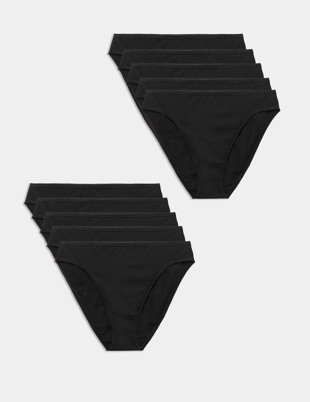 Marks & Spencer M&S 10 Pack Cotton Lycra® High Leg Knickers Black