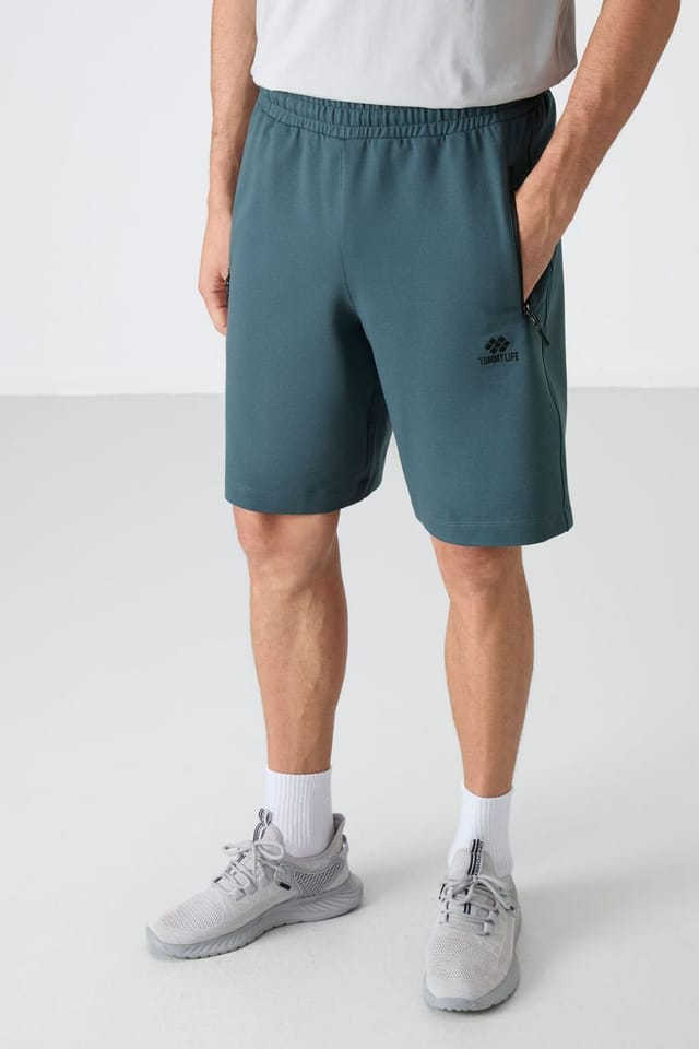 Tommy Life Tommy Life Men's Regular-fit Knit Sweat Shorts in Teal - 3
