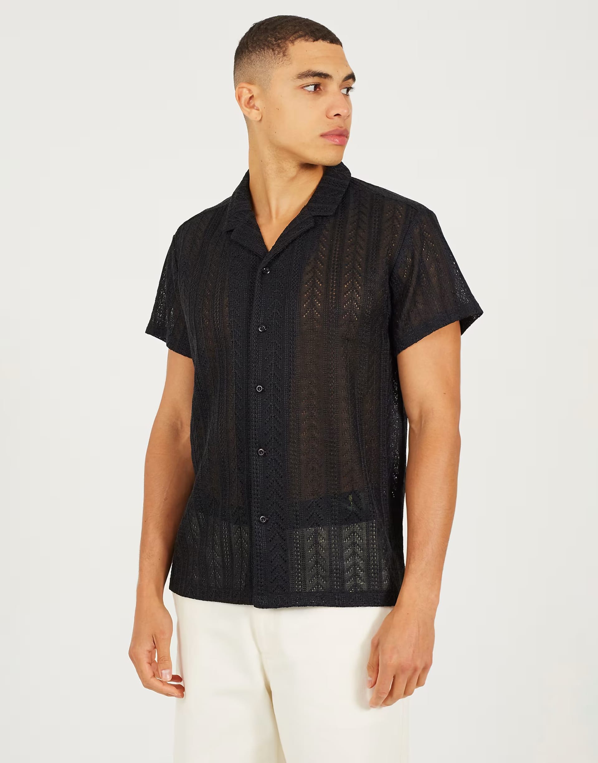 ASOS Brave Soul Black Sheer Short Sleeve Shirt