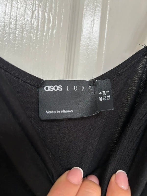 ASOS Luxe Black Spaghetti Strap Midi Dress