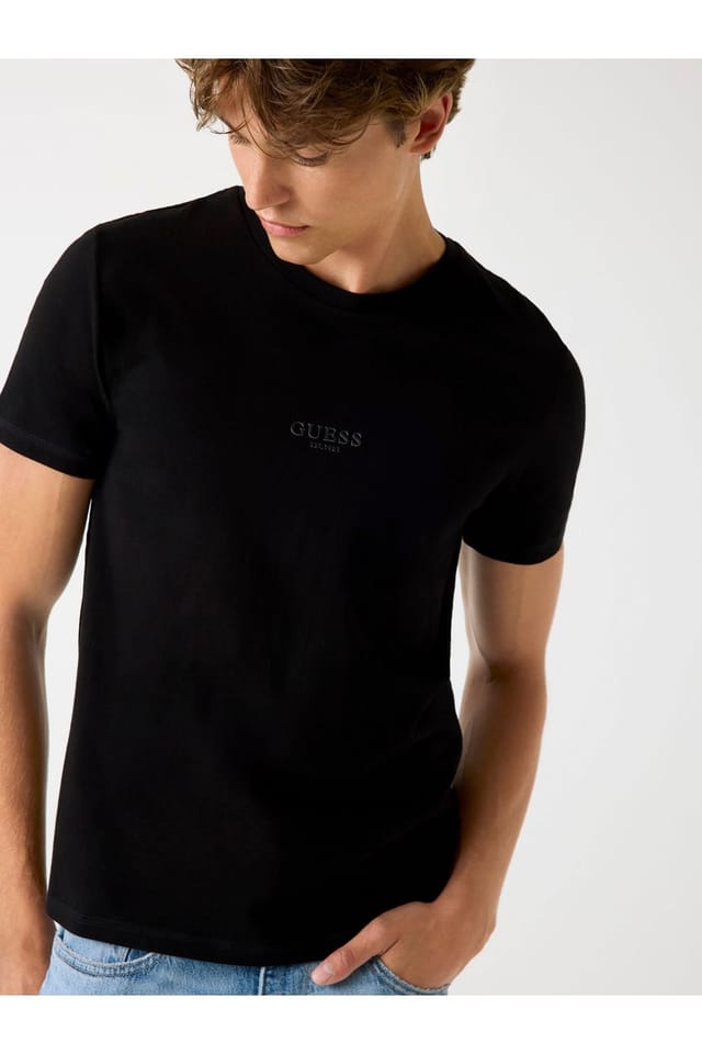Guess Guess Men's Crew Neck Large Logo Tee Black - 2