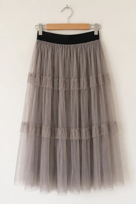 Vero Moda Vero Moda Grey Tulle Midi Skirt XS – Brand New With Tags