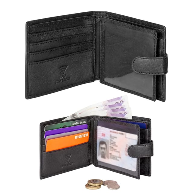 Woodland Leathers Woodland Leathers Men's Men's Leather RFID Wallet with ID Windows & Coin Pocket in Black - 3