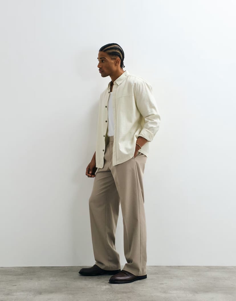 ASOS ASOS DESIGN relaxed textured shirt in beige - 1