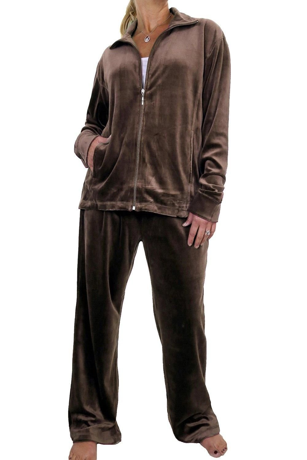 Paulo Due Paulo Due Women's Luxury Velour 2 Piece Tracksuit in Chocolate - 4