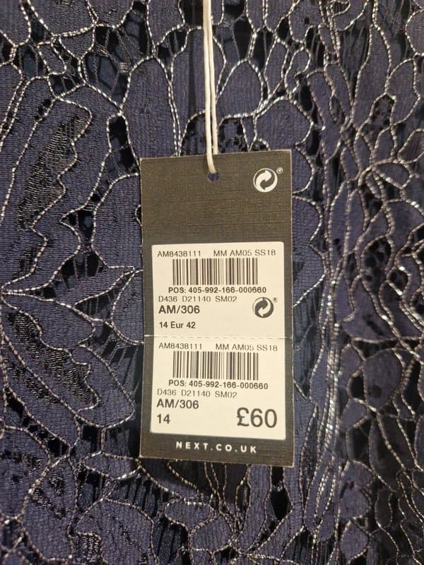 Next Blue sparkly Next shift dress size 14