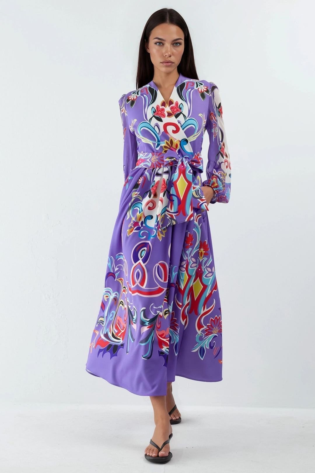 MSN Collection MSN Collection Women's Floral Print Maxi A-Line Dress in Purple - 4