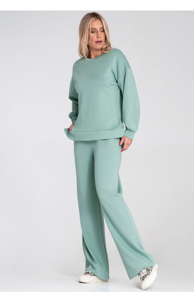 Love Lace Love Lace Women's Soft Elongated Back Sweatshirt with Side Slits in Green - 2