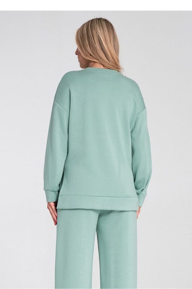 Love Lace Love Lace Women's Soft Elongated Back Sweatshirt with Side Slits in Green - 3