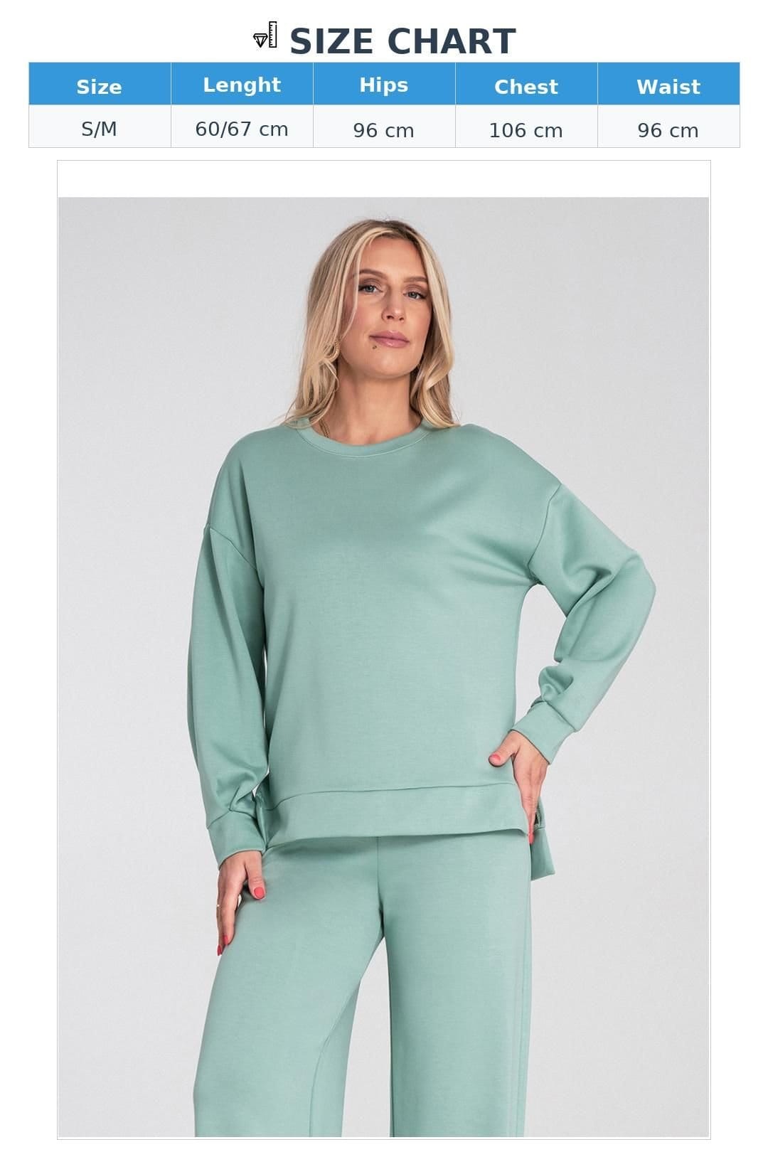 Love Lace Love Lace Women's Soft Elongated Back Sweatshirt with Side Slits in Green - 4
