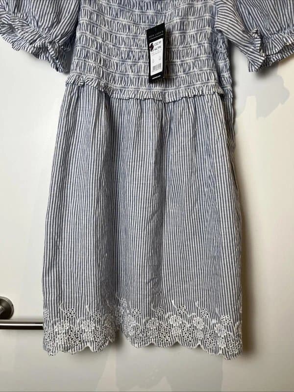 New Look New look - shirred embroidered short dress - size 12 - blue